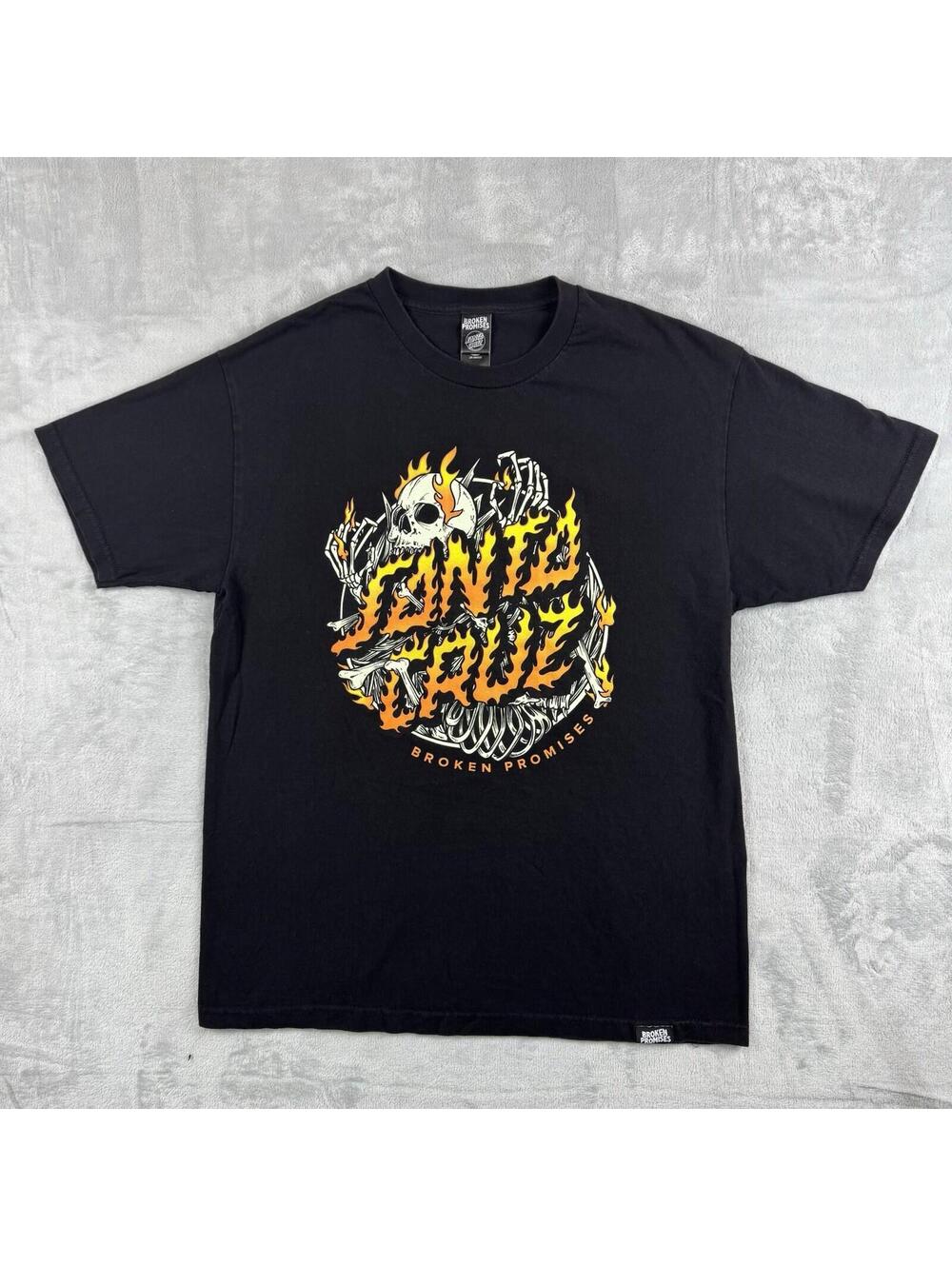 Broken Promises x Santa Cruz Skeleton Graphic T Shirt Men Large Black Y2K Skater